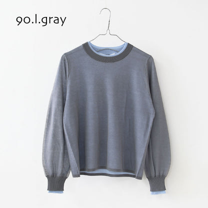 MIDIUMISOLID [ミディウミソリッド] sheer layered crew neck P/O [4-125150] シアーレイヤードクルーネックプルオーバー・インナー・カットソー・シースルー・シアー素材・ゆったりシルエット・シンプル・長袖・透け感・LADY'S [2026SS]