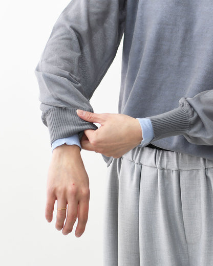 MIDIUMISOLID [ミディウミソリッド] sheer layered crew neck P/O [4-125150] シアーレイヤードクルーネックプルオーバー・インナー・カットソー・シースルー・シアー素材・ゆったりシルエット・シンプル・長袖・透け感・LADY'S [2026SS]