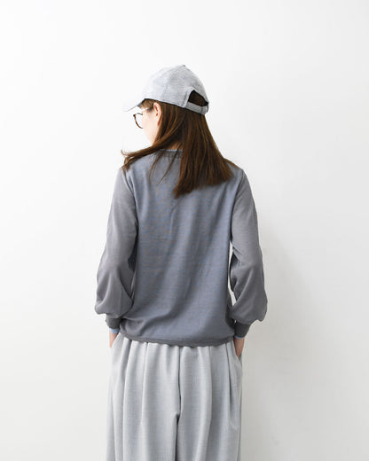 MIDIUMISOLID [ミディウミソリッド] sheer layered crew neck P/O [4-125150] シアーレイヤードクルーネックプルオーバー・インナー・カットソー・シースルー・シアー素材・ゆったりシルエット・シンプル・長袖・透け感・LADY'S [2026SS]