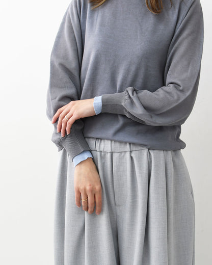 MIDIUMISOLID [ミディウミソリッド] sheer layered crew neck P/O [4-125150] シアーレイヤードクルーネックプルオーバー・インナー・カットソー・シースルー・シアー素材・ゆったりシルエット・シンプル・長袖・透け感・LADY'S [2026SS]