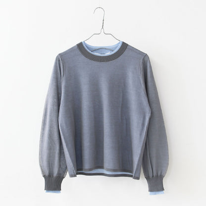 MIDIUMISOLID [ミディウミソリッド] sheer layered crew neck P/O [4-125150] シアーレイヤードクルーネックプルオーバー・インナー・カットソー・シースルー・シアー素材・ゆったりシルエット・シンプル・長袖・透け感・LADY'S [2026SS]