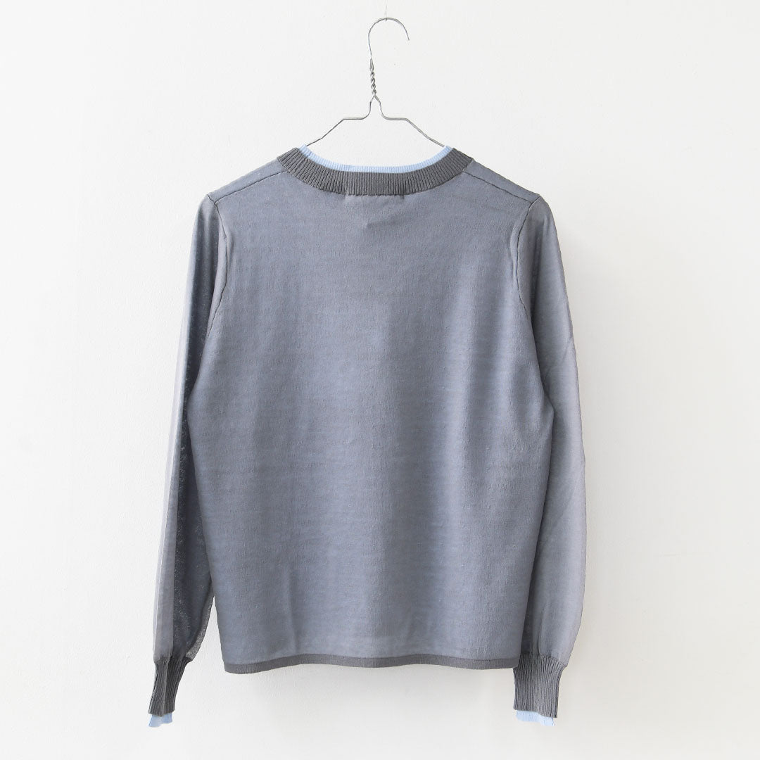 MIDIUMISOLID [ミディウミソリッド] sheer layered crew neck P/O [4-125150] シアーレイヤードクルーネックプルオーバー・インナー・カットソー・シースルー・シアー素材・ゆったりシルエット・シンプル・長袖・透け感・LADY'S [2026SS]