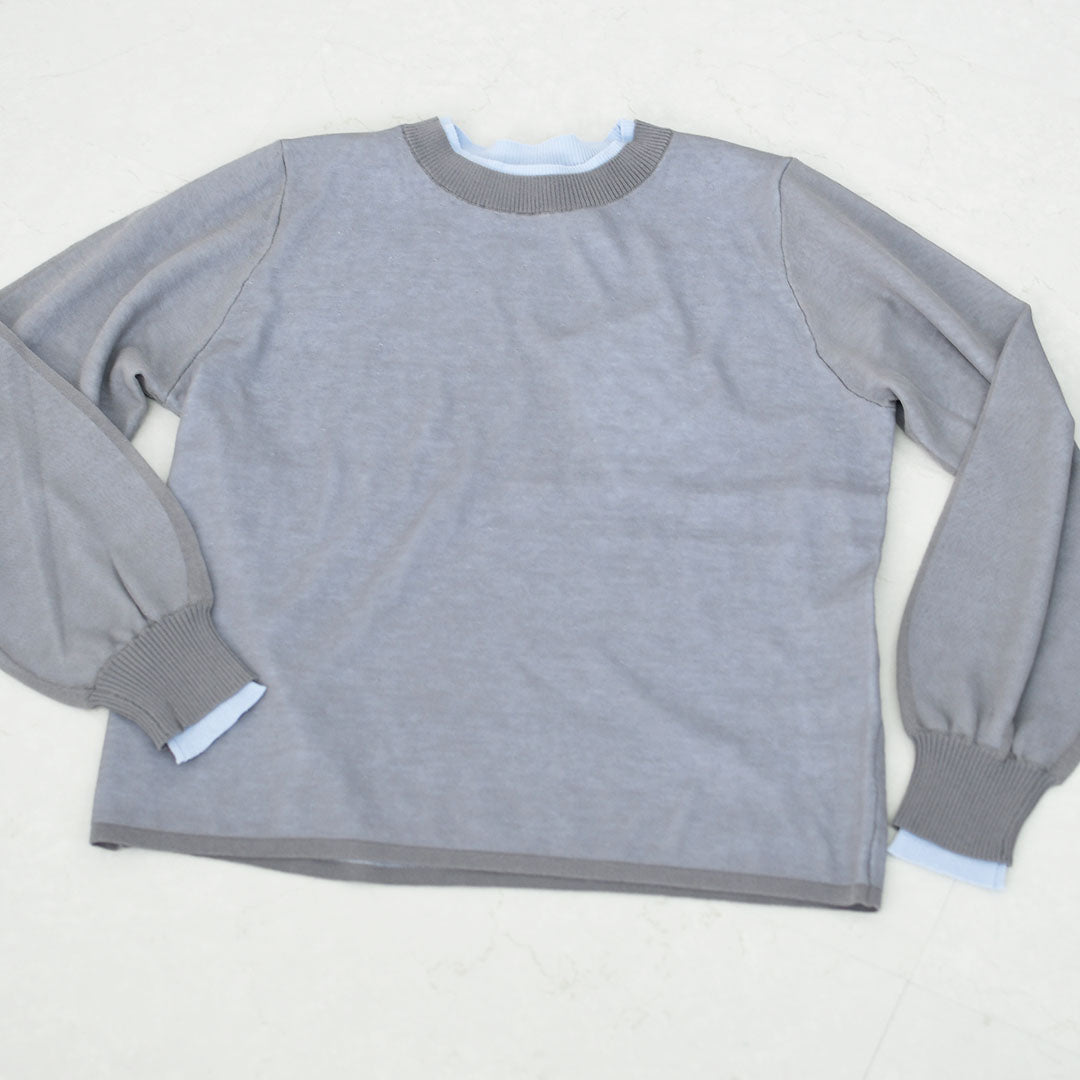 MIDIUMISOLID [ミディウミソリッド] sheer layered crew neck P/O [4-125150] シアーレイヤードクルーネックプルオーバー・インナー・カットソー・シースルー・シアー素材・ゆったりシルエット・シンプル・長袖・透け感・LADY'S [2026SS]