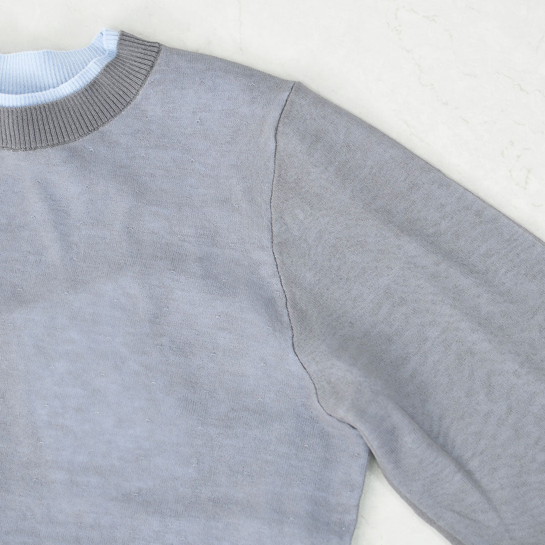 MIDIUMISOLID [ミディウミソリッド] sheer layered crew neck P/O [4-125150] シアーレイヤードクルーネックプルオーバー・インナー・カットソー・シースルー・シアー素材・ゆったりシルエット・シンプル・長袖・透け感・LADY'S [2026SS]