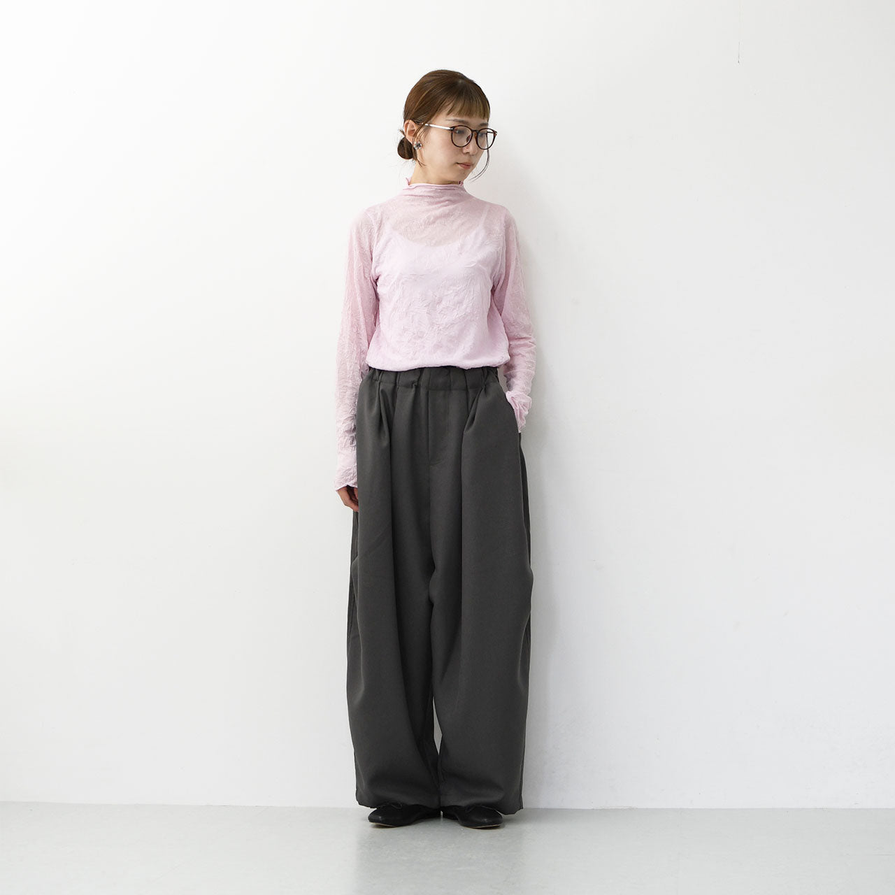 MIDIUMISOLID [ミディウミソリッド] sheer velour rib tops [3-11207252] シアーベロアリブトップス [2025AW]