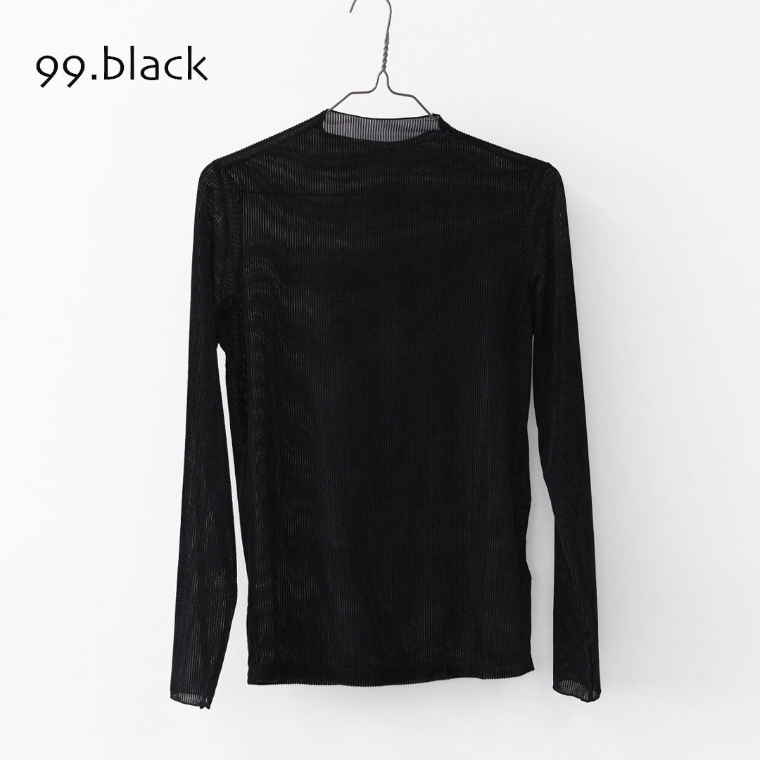 MIDIUMISOLID [ミディウミソリッド] sheer velour rib tops [3-112199] シアーベロアリブトップス・シアートップス・ベロア・ボトルネック・長袖・シアー素材・LADY'S [2025AW]