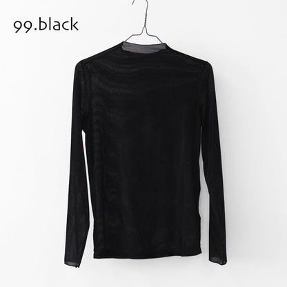 MIDIUMISOLID [ミディウミソリッド] sheer velour rib tops [3-112199] シアーベロアリブトップス・シアートップス・ベロア・ボトルネック・長袖・シアー素材・LADY'S [2025AW]