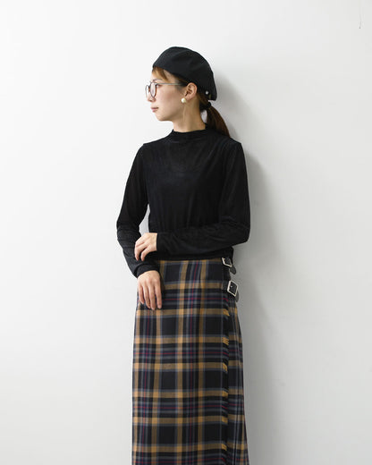 MIDIUMISOLID [ミディウミソリッド] sheer velour rib tops [3-112199] シアーベロアリブトップス・シアートップス・ベロア・ボトルネック・長袖・シアー素材・LADY'S [2025AW]