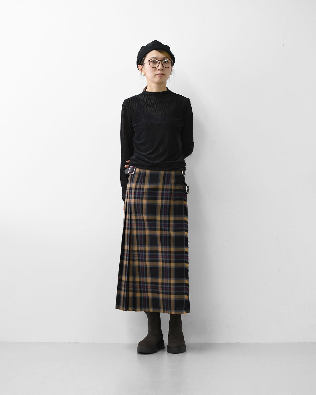 MIDIUMISOLID [ミディウミソリッド] sheer velour rib tops [3-112199] シアーベロアリブトップス・シアートップス・ベロア・ボトルネック・長袖・シアー素材・LADY'S [2025AW]