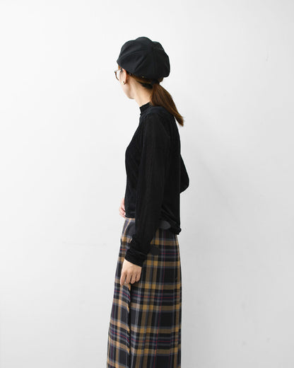 MIDIUMISOLID [ミディウミソリッド] sheer velour rib tops [3-112199] シアーベロアリブトップス・シアートップス・ベロア・ボトルネック・長袖・シアー素材・LADY'S [2025AW]