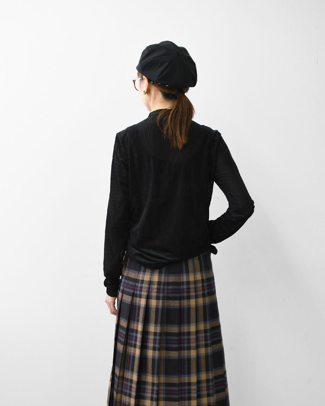 MIDIUMISOLID [ミディウミソリッド] sheer velour rib tops [3-112199] シアーベロアリブトップス・シアートップス・ベロア・ボトルネック・長袖・シアー素材・LADY'S [2025AW]