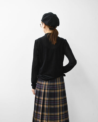MIDIUMISOLID [ミディウミソリッド] sheer velour rib tops [3-112199] シアーベロアリブトップス・シアートップス・ベロア・ボトルネック・長袖・シアー素材・LADY'S [2025AW]