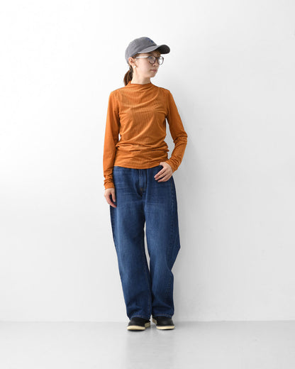 MIDIUMISOLID [ミディウミソリッド] sheer velour rib tops [3-112199] シアーベロアリブトップス・シアートップス・ベロア・ボトルネック・長袖・シアー素材・LADY'S [2025AW]