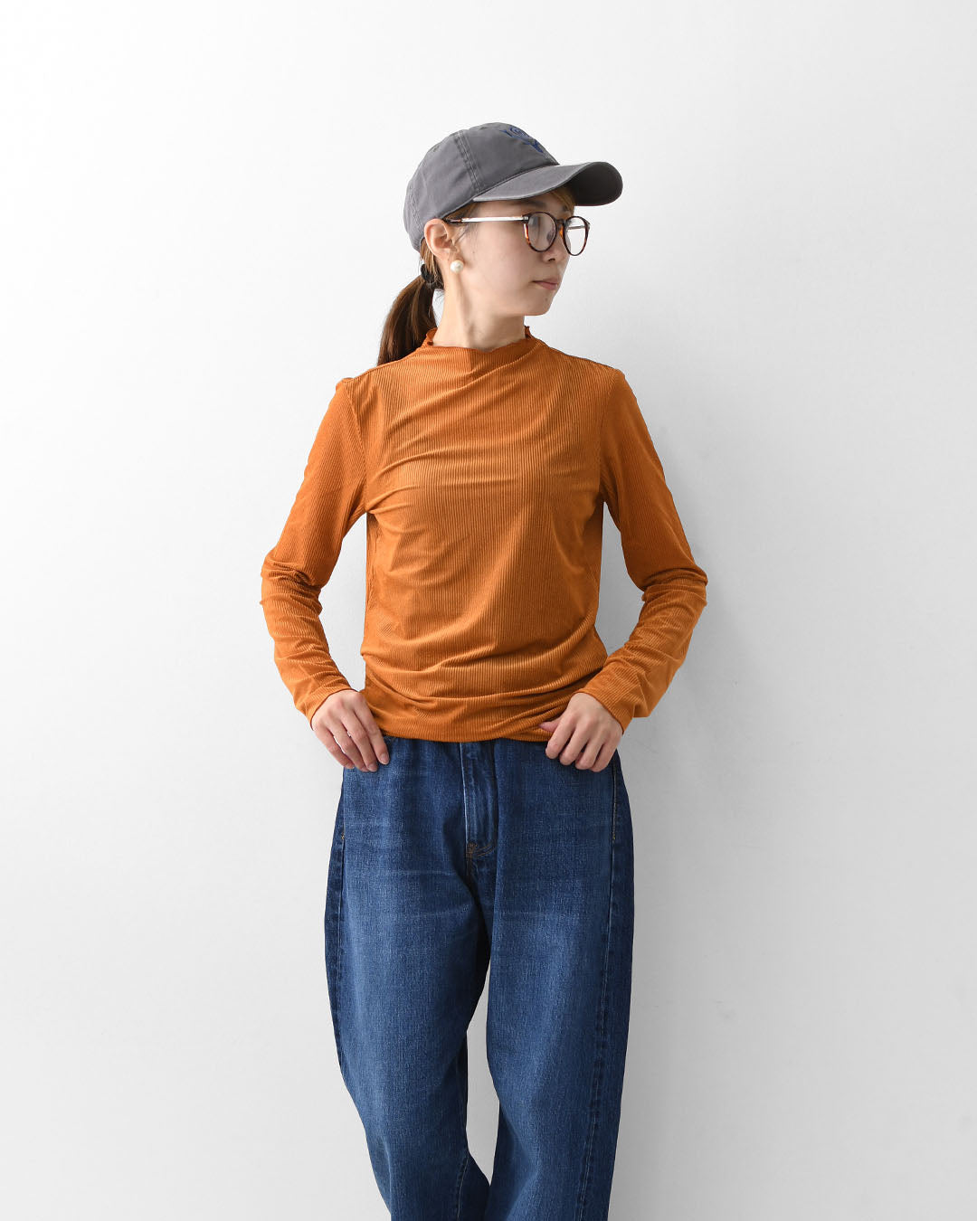 MIDIUMISOLID [ミディウミソリッド] sheer velour rib tops [3-112199] シアーベロアリブトップス・シアートップス・ベロア・ボトルネック・長袖・シアー素材・LADY'S [2025AW]