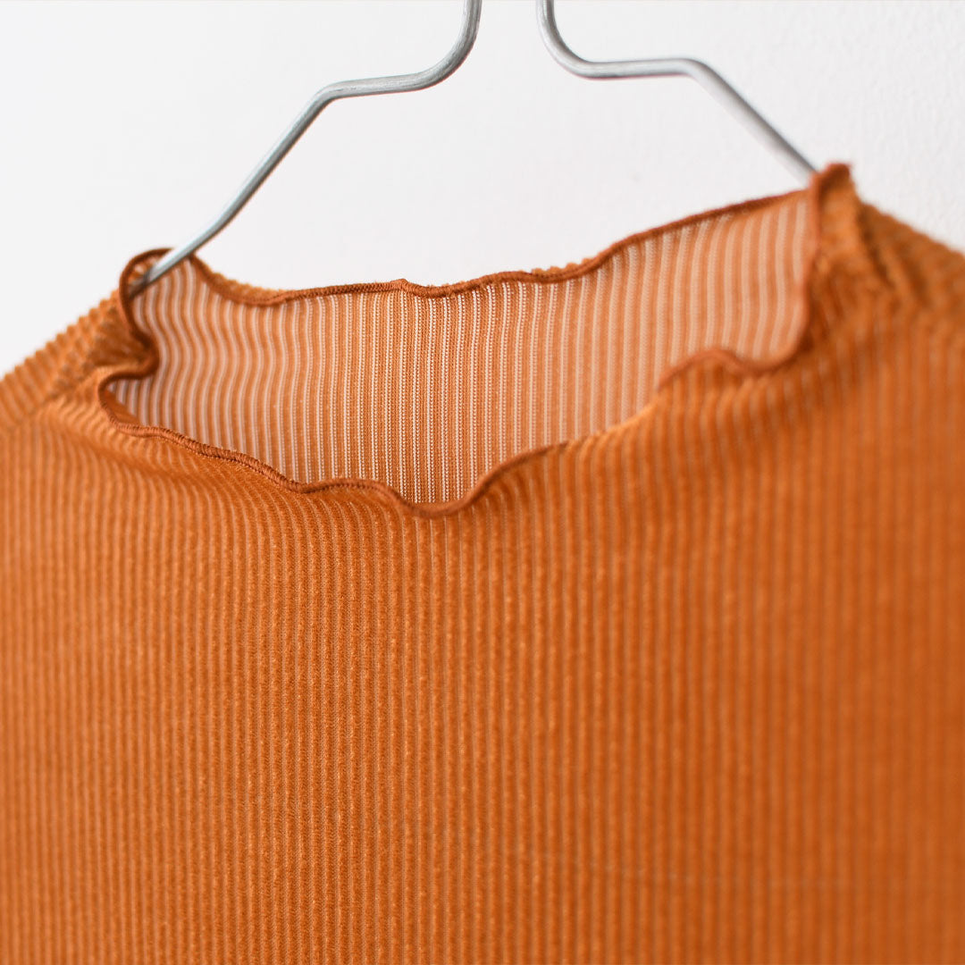 MIDIUMISOLID [ミディウミソリッド] sheer velour rib tops [3-112199] シアーベロアリブトップス・シアートップス・ベロア・ボトルネック・長袖・シアー素材・LADY'S [2025AW]