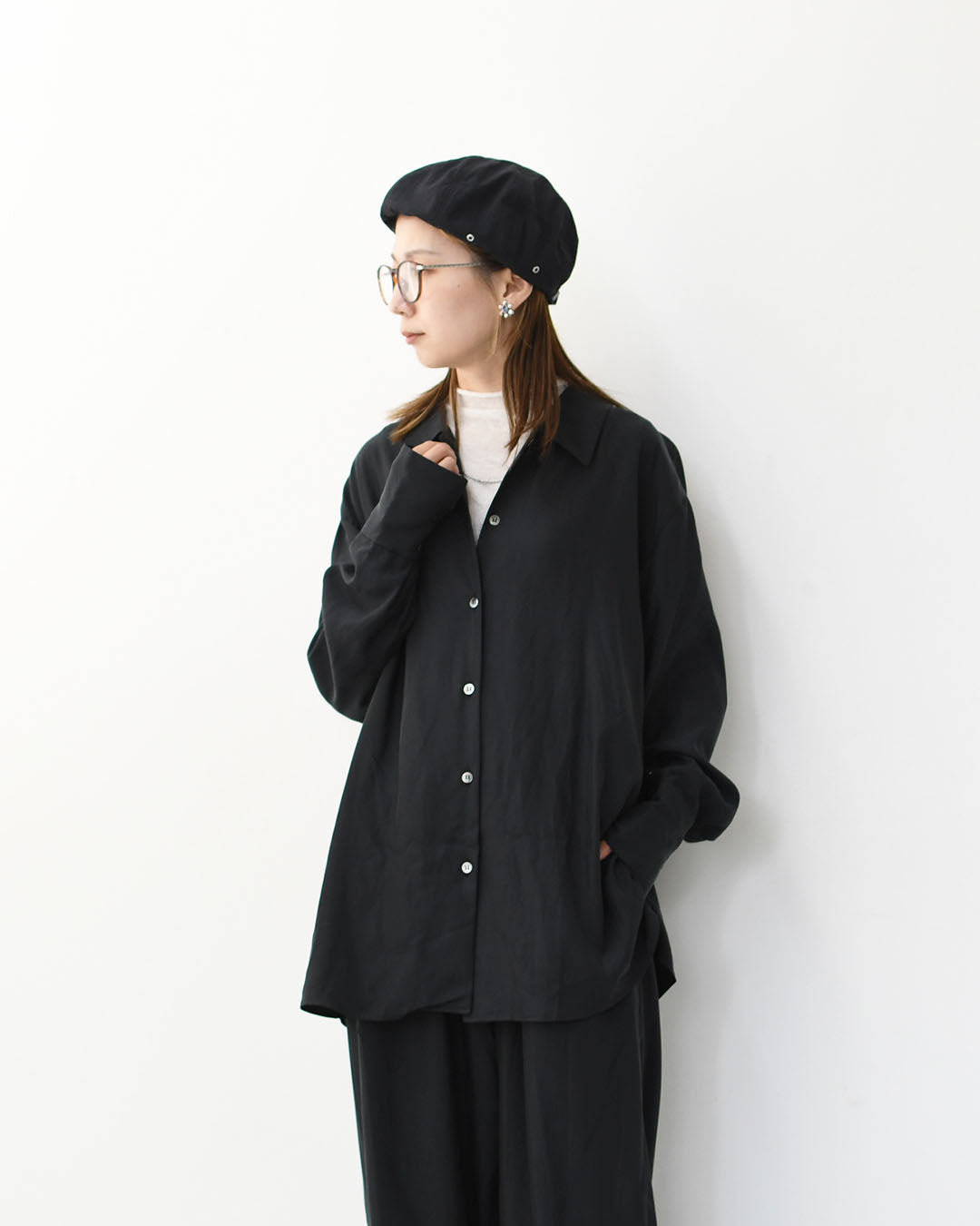 MIDIUMISOLID [ミディウミソリッド] relax cupro shirt [3-132218] リラックスキュプラシャツ [2025AW]