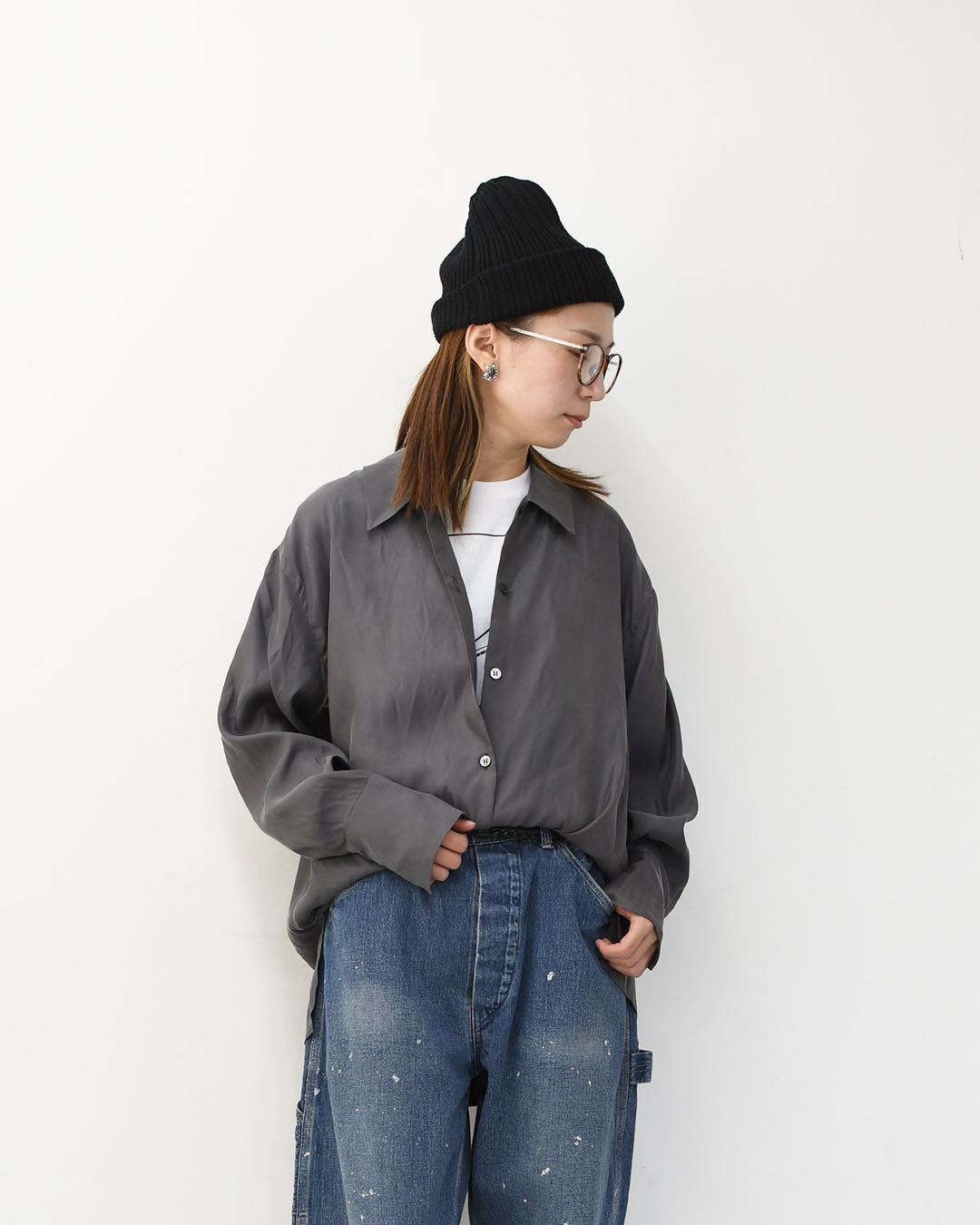 MIDIUMISOLID [ミディウミソリッド] relax cupro shirt [3-132218] リラックスキュプラシャツ [2025AW]