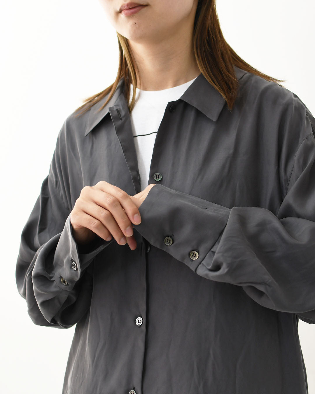 MIDIUMISOLID [ミディウミソリッド] relax cupro shirt [3-132218] リラックスキュプラシャツ [2025AW]