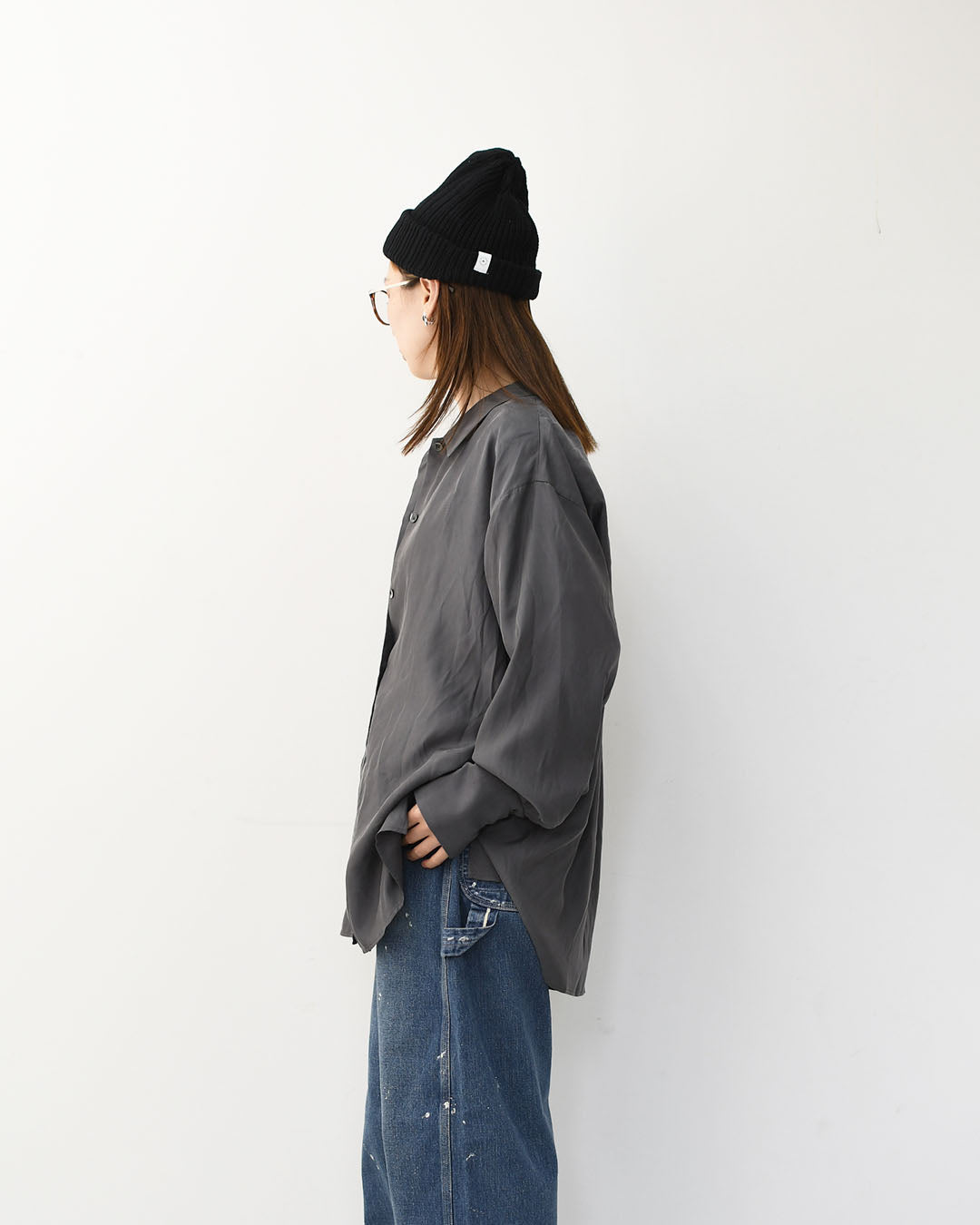 MIDIUMISOLID [ミディウミソリッド] relax cupro shirt [3-132218] リラックスキュプラシャツ [2025AW]