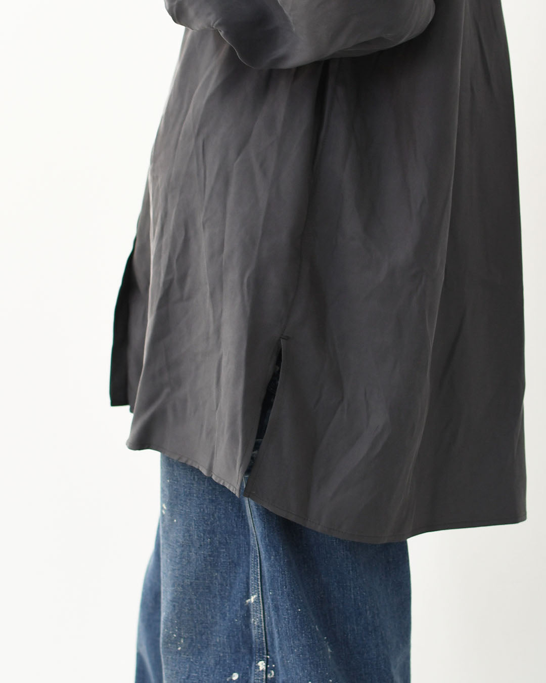 MIDIUMISOLID [ミディウミソリッド] relax cupro shirt [3-132218] リラックスキュプラシャツ [2025AW]