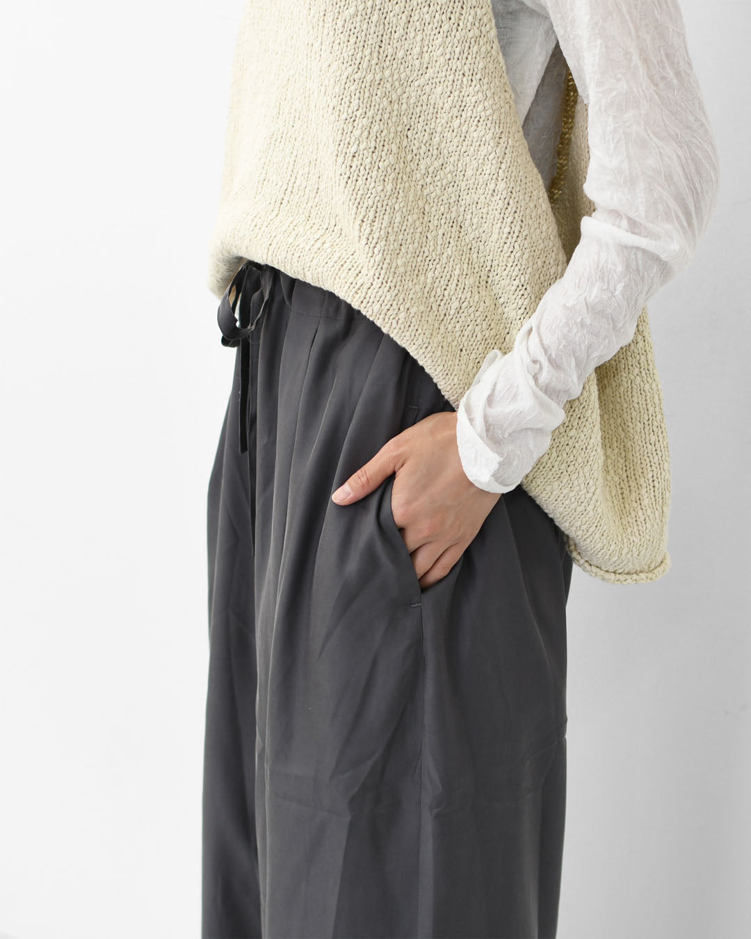 MIDIUMISOLID [ミディウミソリッド] relax cupro PT [3-162185] リラックスキュプロパンツ [2025AW]