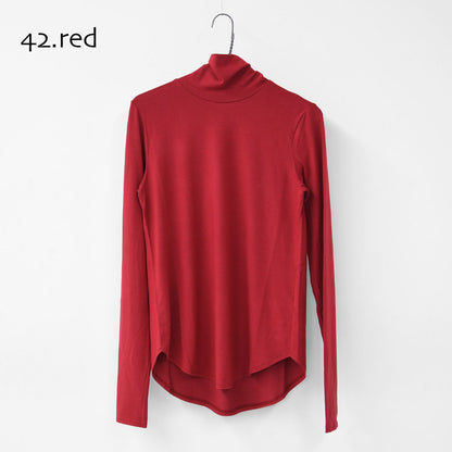MIDIUMISOLID [ミディウミソリッド] hi-neck round hem PO [4-112209] ハイネックラウンドヘムプルオーバー・インナー・ハイネック・カットソー・長袖・LADY'S [2025AW]