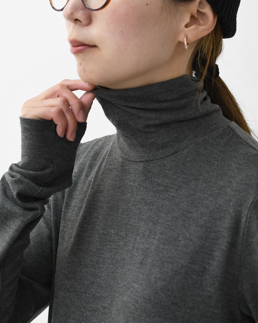 MIDIUMISOLID [ミディウミソリッド] hi-neck round hem PO [4-112209] ハイネックラウンドヘムプルオーバー・インナー・ハイネック・カットソー・長袖・LADY'S [2025AW]