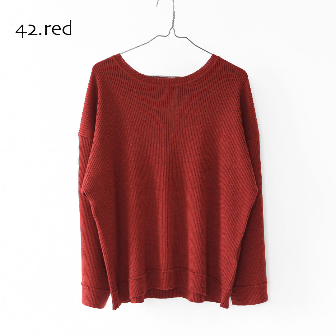 MIDIUMISOLID [ミディウミソリッド] rib pintucked PO [4-125150] リブピンタックプルオーバー・インナー・カットソー・ゆったりシルエット・シンプル・長袖・LADY'S [2025AW]