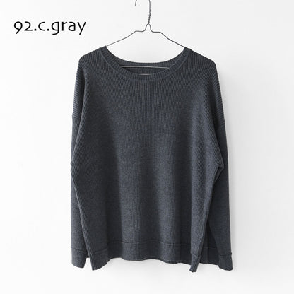 MIDIUMISOLID [ミディウミソリッド] rib pintucked PO [4-125150] リブピンタックプルオーバー・インナー・カットソー・ゆったりシルエット・シンプル・長袖・LADY'S [2025AW]