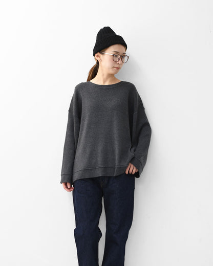 MIDIUMISOLID [ミディウミソリッド] rib pintucked PO [4-125150] リブピンタックプルオーバー・インナー・カットソー・ゆったりシルエット・シンプル・長袖・LADY'S [2025AW]