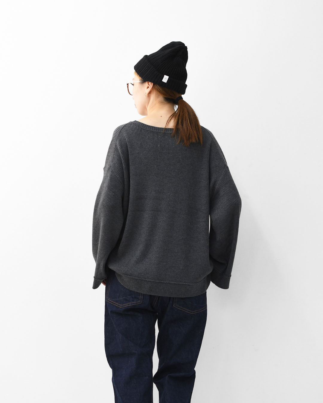 MIDIUMISOLID [ミディウミソリッド] rib pintucked PO [4-125150] リブピンタックプルオーバー・インナー・カットソー・ゆったりシルエット・シンプル・長袖・LADY'S [2025AW]