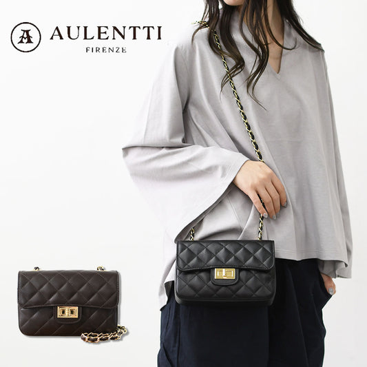 AULENTTI [オウレンティ] カウレザー チェーン ショルダーバッグ  [DI2952-3-SA] ハンドバッグ・チェーンレザーベルト付き・ショルダーバッグ・ミニポーチ・2wayバッグ・キレイめ・フォーマル・LADY'S [2026AW]