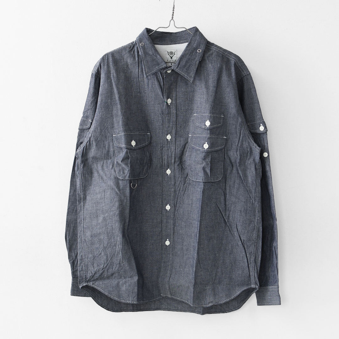 SOUTH2 WEST8 [サウスツーウエストエイト] Fishing Shirt - Cotton Chambray [RW604] フィッシングシャツ・コットンシャンブレー・MEN'S [2025AW]