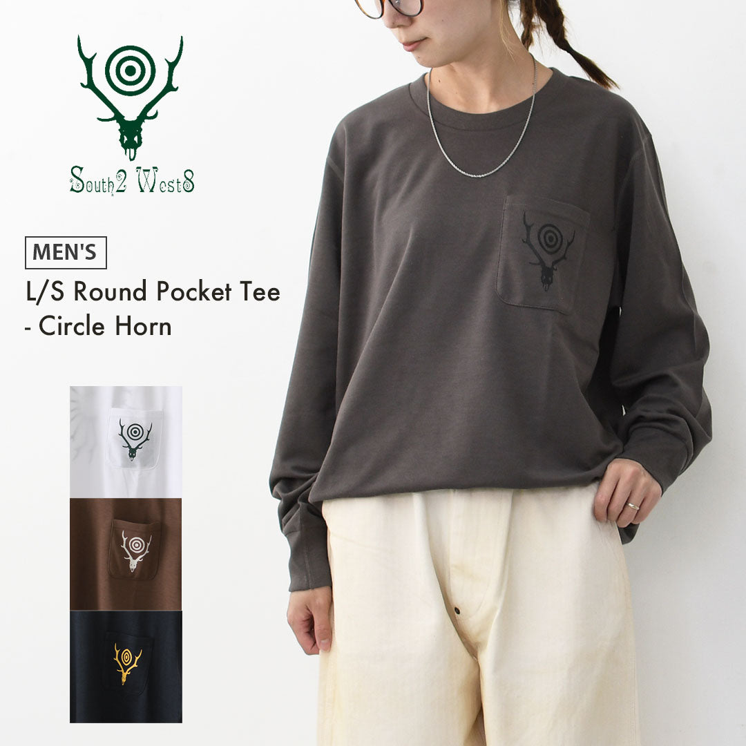 SOUTH2 WEST8 [サウスツーウエストエイト] L/S Round Pocket Tee - Circle Horn [RW658] ロングスリーブ ラウンドポケットTシャツ・サークル ホーン・MEN'S [2025AW]