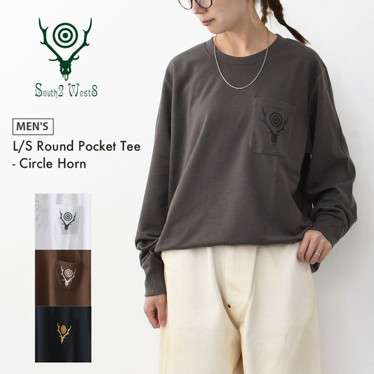 SOUTH2 WEST8 [サウスツーウエストエイト] L/S Round Pocket Tee - Circle Horn [RW658] ロングスリーブ ラウンドポケットTシャツ・サークル ホーン・MEN'S [2025AW]