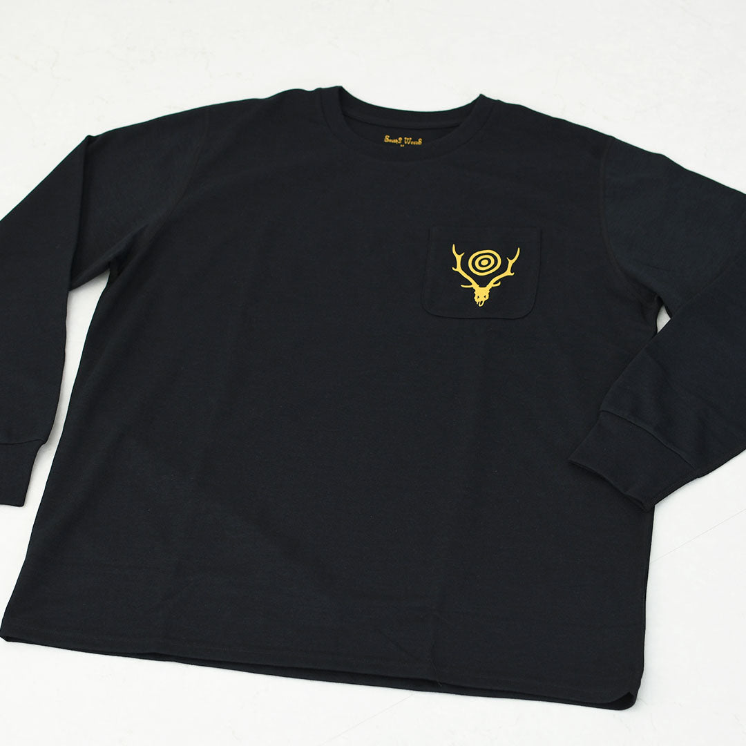 SOUTH2 WEST8 [サウスツーウエストエイト] L/S Round Pocket Tee - Circle Horn [RW658] ロングスリーブ ラウンドポケットTシャツ・サークル ホーン・MEN'S [2025AW]