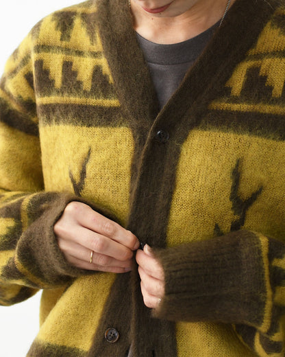 SOUTH2 WEST8 [サウスツーウエストエイト] Mohair V Neck Cardigan Sweater - Nordic Skull [RW664] モヘア Vネック カーディガン セーター - ノルディック スカル・カーディガン・MEN'S [2025AW]