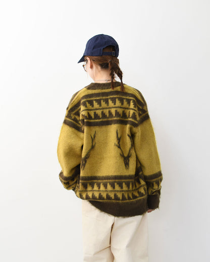 SOUTH2 WEST8 [サウスツーウエストエイト] Mohair V Neck Cardigan Sweater - Nordic Skull [RW664] モヘア Vネック カーディガン セーター - ノルディック スカル・カーディガン・MEN'S [2025AW]