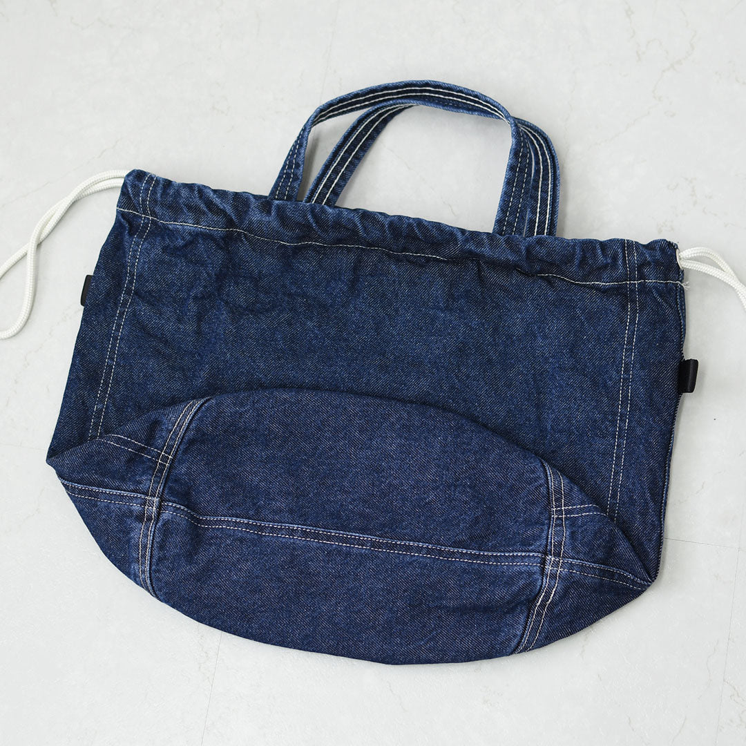 N.P.E NAPRON PATIENTS EFFECTS BAG [エヌピーイーナプロンペイシェントエフェクトバッグ] BLEACHED DENIM PATIENTS BAG M [NPE01-7307M] ブリーチド デニム ペイシェントバッグ M・ペイシェントバッグ・巾着バッグ・コットンバッグ・MEN'S / LADY'S [2026SS]