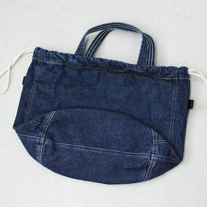 N.P.E NAPRON PATIENTS EFFECTS BAG [エヌピーイーナプロンペイシェントエフェクトバッグ] BLEACHED DENIM PATIENTS BAG M [NPE01-7307M] ブリーチド デニム ペイシェントバッグ M・ペイシェントバッグ・巾着バッグ・コットンバッグ・MEN'S / LADY'S [2026SS]