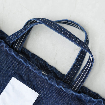 N.P.E NAPRON PATIENTS EFFECTS BAG [エヌピーイーナプロンペイシェントエフェクトバッグ] BLEACHED DENIM PATIENTS BAG M [NPE01-7307M] ブリーチド デニム ペイシェントバッグ M・ペイシェントバッグ・巾着バッグ・コットンバッグ・MEN'S / LADY'S [2026SS]
