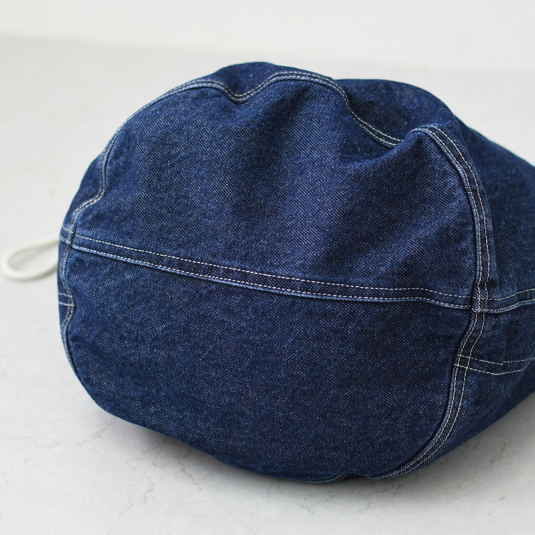 N.P.E NAPRON PATIENTS EFFECTS BAG [エヌピーイーナプロンペイシェントエフェクトバッグ] BLEACHED DENIM PATIENTS BAG M [NPE01-7307M] ブリーチド デニム ペイシェントバッグ M・ペイシェントバッグ・巾着バッグ・コットンバッグ・MEN'S / LADY'S [2026SS]