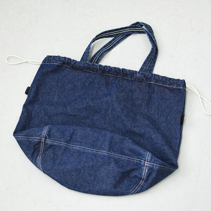 N.P.E NAPRON PATIENTS EFFECTS BAG [エヌピーイーナプロンペイシェントエフェクトバッグ] BLEACHED DENIM PATIENTS BAG XL  [NPE01-7307XL] ブリーチド デニム ペイシェントバッグ XL・ペイシェントバッグ・巾着バッグ・コットンバッグ・MEN'S / LADY'S [2026SS]