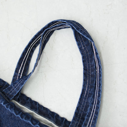 N.P.E NAPRON PATIENTS EFFECTS BAG [エヌピーイーナプロンペイシェントエフェクトバッグ] BLEACHED DENIM PATIENTS BAG XL  [NPE01-7307XL] ブリーチド デニム ペイシェントバッグ XL・ペイシェントバッグ・巾着バッグ・コットンバッグ・MEN'S / LADY'S [2026SS]