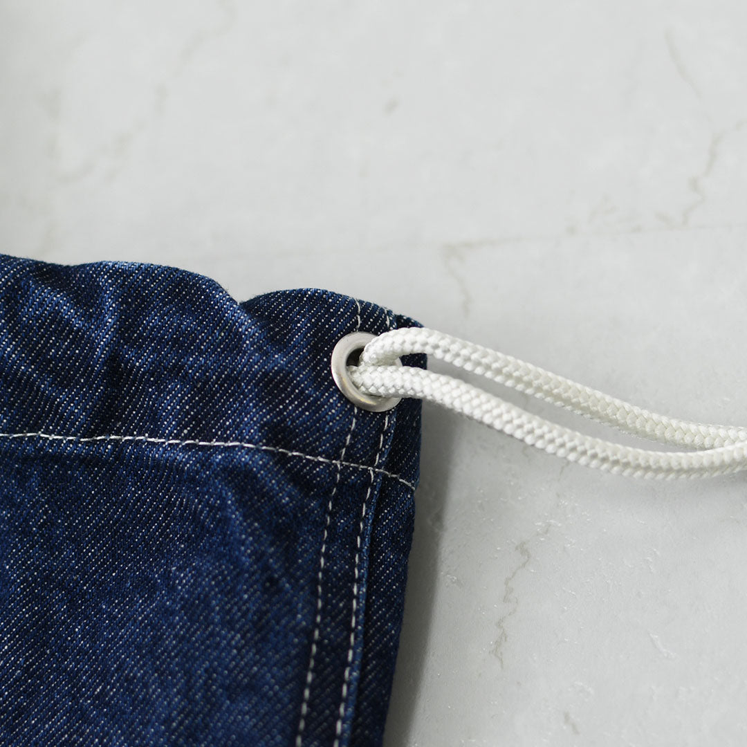 N.P.E NAPRON PATIENTS EFFECTS BAG [エヌピーイーナプロンペイシェントエフェクトバッグ] BLEACHED DENIM PATIENTS BAG XL  [NPE01-7307XL] ブリーチド デニム ペイシェントバッグ XL・ペイシェントバッグ・巾着バッグ・コットンバッグ・MEN'S / LADY'S [2026SS]