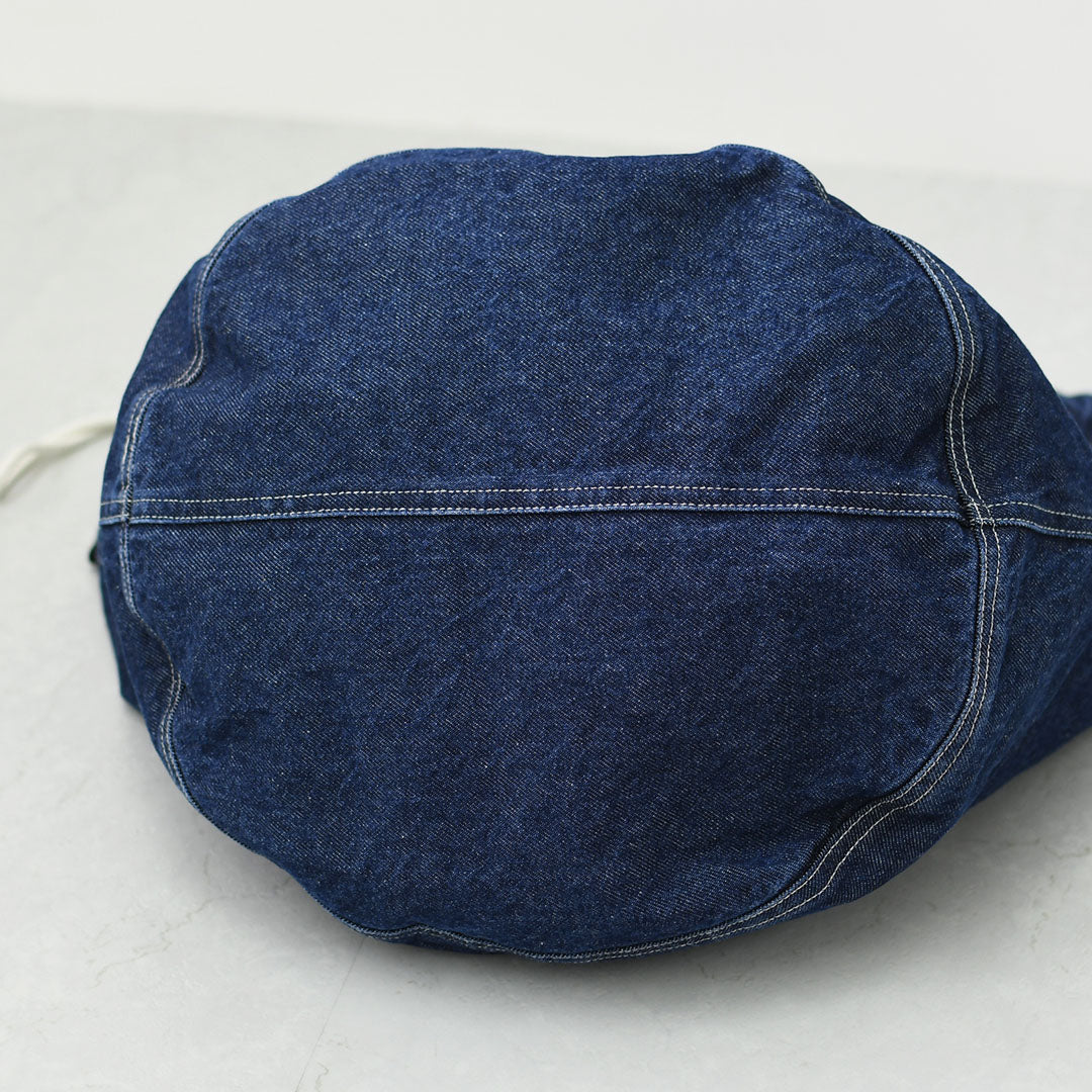 N.P.E NAPRON PATIENTS EFFECTS BAG [エヌピーイーナプロンペイシェントエフェクトバッグ] BLEACHED DENIM PATIENTS BAG XL  [NPE01-7307XL] ブリーチド デニム ペイシェントバッグ XL・ペイシェントバッグ・巾着バッグ・コットンバッグ・MEN'S / LADY'S [2026SS]