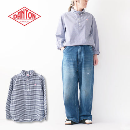 DANTON [ダントン] W OXFORD ROUND COLLAR PULLOVER SHIRT PATTERN [DT-B0281OXP] オクスフォードラウンドカラープルオーバーシャツ [2025SS]