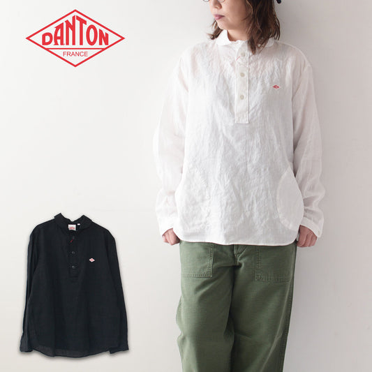 DANTON [ダントン] M L/S LINEN ROUND COLLAR P.O SHIRT [DT-B0282 KLS] 長袖リネンラウンドカラーP.Oシャツ [2024SS]