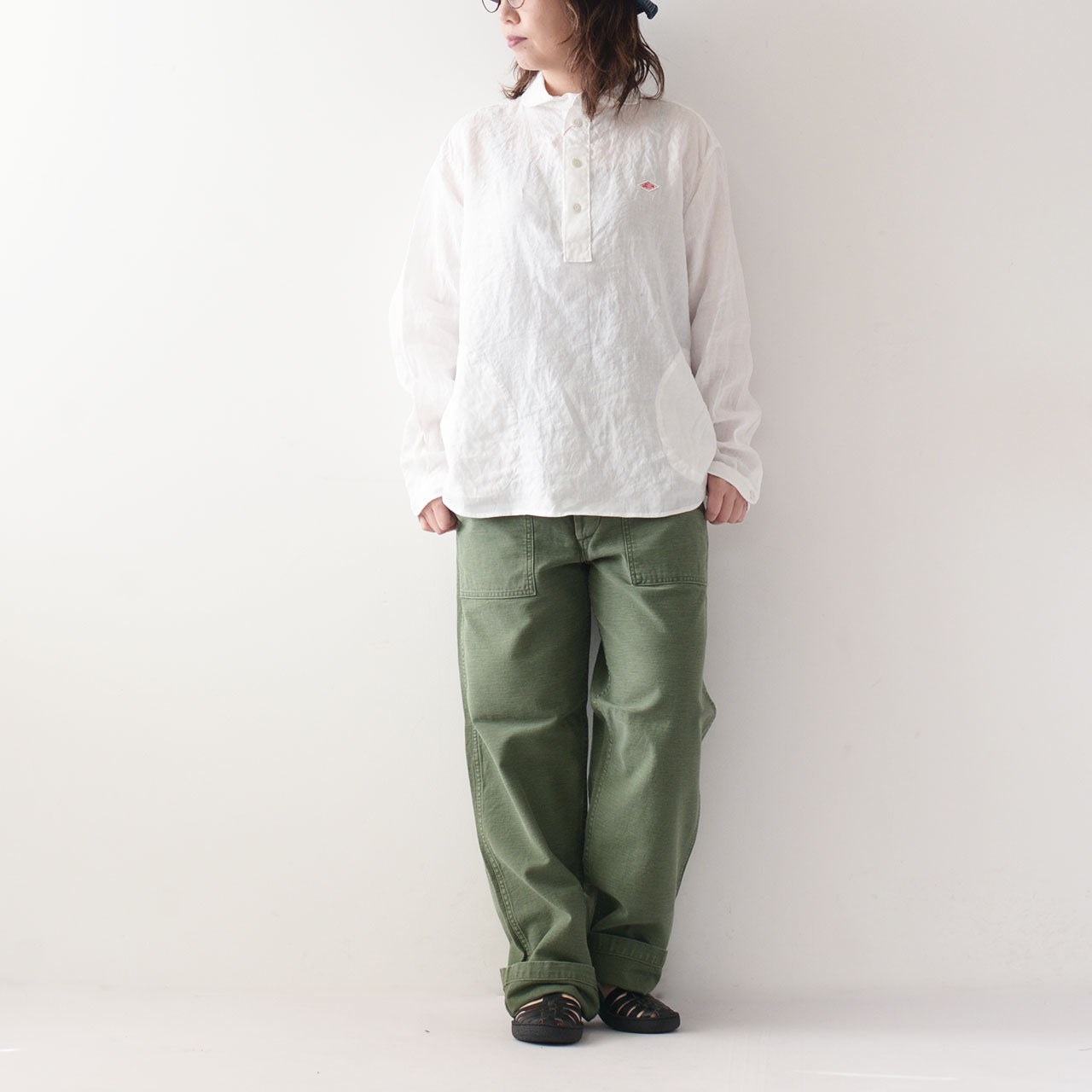 DANTON [ダントン] M L/S LINEN ROUND COLLAR P.O SHIRT [DT-B0282 KLS] 長袖リネンラウンドカラーP.Oシャツ [2024SS]