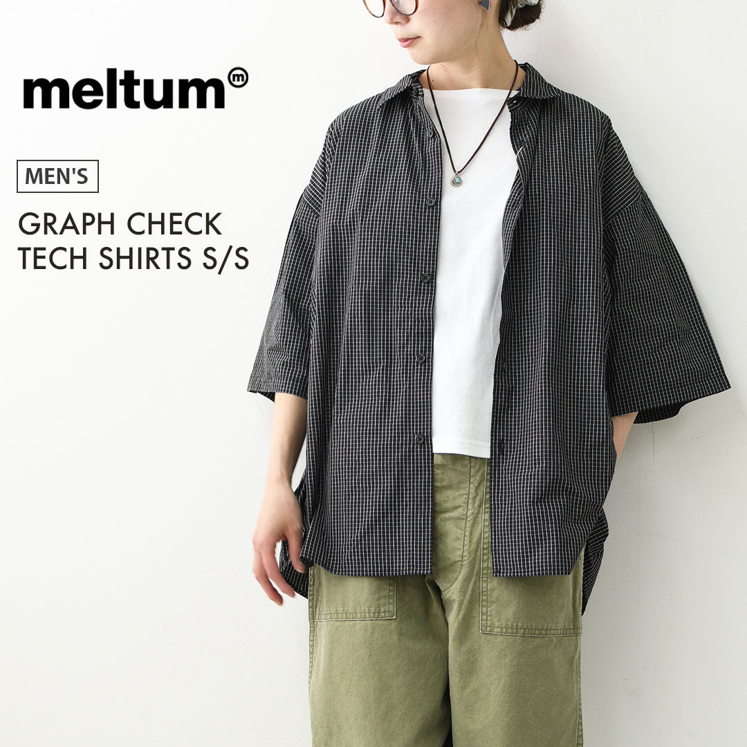 meltum [メルタム] GRAPH CHECK TECH SHIRTS S/S [MTM-SH-0366-26-B] グラフチェックテックシャツ・アクションプリーツ袖・速乾性・軽量・ポリエステル製・半袖・ショートスリーブ・MEN'S / LADY'S [2026SS]